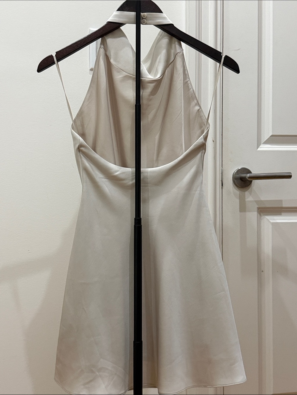 Aritzia Babaton “Audience” Ivory Satin Halter Cowl Mini Dress - Picture 2 of 6